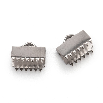 Tarnish Resistant 304 Stainless Steel Ribbon Crimp Ends STAS-E103-08C-1