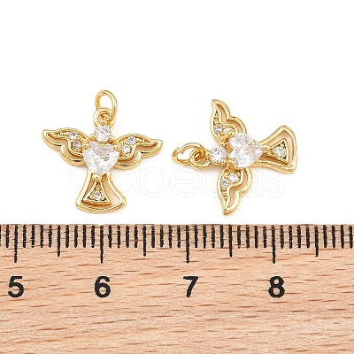 Brass Micro Pave Cubic Zirconia Charms KK-Q085-10G-02-1