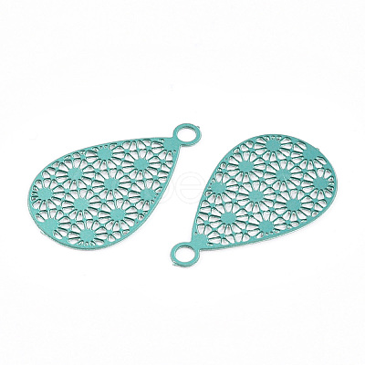 Spray Painted 430 Stainless Steel Filigree Pendants STAS-WH0047-78C-1