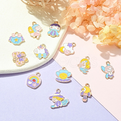 12Pcs 12 Style Alloy Enamel Pendants ENAM-YW0002-76-1