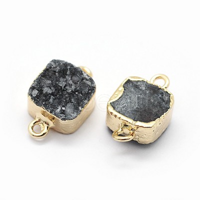 Natural Druzy Quartz Links connectors G-P396-11G-02-1