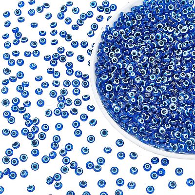 Round Evil Eye Resin Beads RESI-NB0001-26A-1