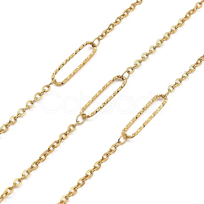 Ion Plating(IP) Handmade 304 Stainless Steel Oval Link Chains CHS-G025-03G-1