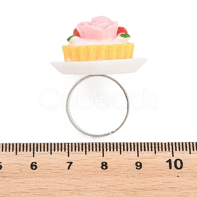 Afternoon Tea Resin & Plastic Adjustable Finger Rings for Women RJEW-K317-01G-1