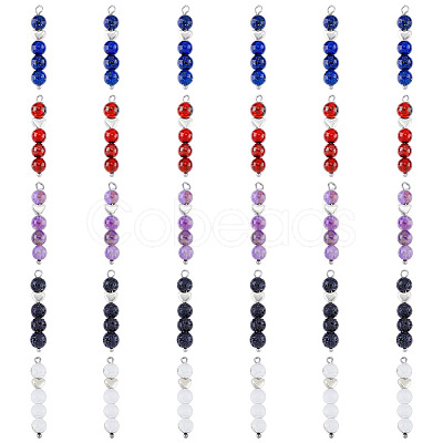 6 Set 5 Styles Natural Mixed Gemstone Pendants FIND-FH0005-66-1