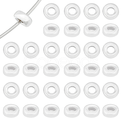 Flat Round 925 Sterling Silver Spacer Beads STER-BC0001-91B-1