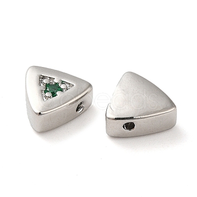 Real Platinum Plated Brass Micro Pave Cubic Zirconia Bead KK-H455-08P-03-1