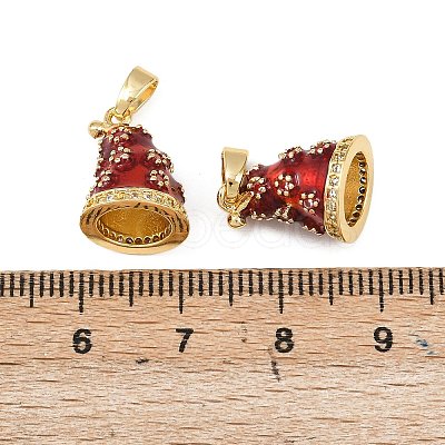 Christmas Brass Micro Pave Cubic Zirconia Enamel Pendants KK-B161-15G-04-1
