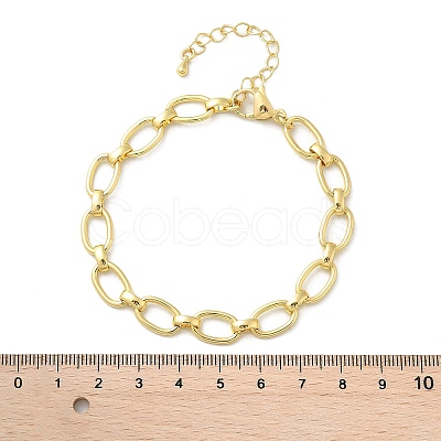 Brass Oval Link Chain Bracelets for Women Men BJEW-K273-11G-1
