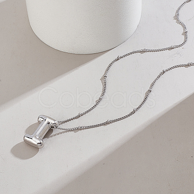 1pc Brass Chain with Alloy Letter Pendants Necklaces NJEW-LP0001-41I-P-1