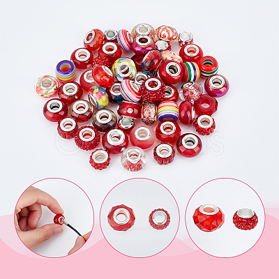 Acrylic & Resin & Polymer Clay Rhinestone European Beads FPDL-NB0001-05-1