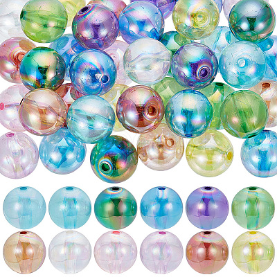 48Pcs 12 Colors Transparent Acrylic Beads MACR-SC0001-35-1