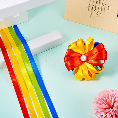 3 Rolls Rainbow Color Polyester Ribbon Set OCOR-TA0002-17-1