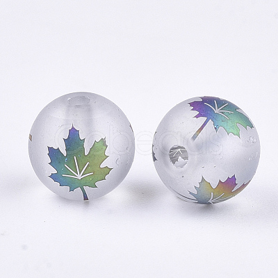 Autumn Theme Electroplate Transparent Glass Beads EGLA-S178-01E-1