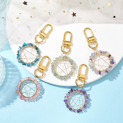 Gemstone Pendants Keychain HJEW-JM01811-1