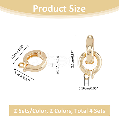4Pcs 2 Colors Brass Double Fold Over Clasps FIND-FH0010-40-1