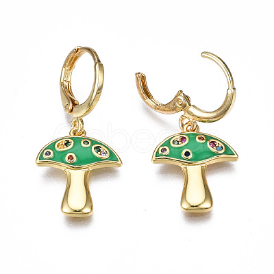 Brass Micro Pave Cubic Zirconia Huggie Hoop Earrings EJEW-T014-32G-NF-1
