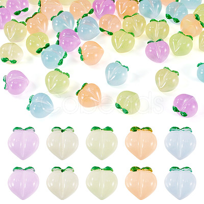 50Pcs 5 Colors Luminous Translucent Resin Decoden Cabochons RESI-TA0004-34-1