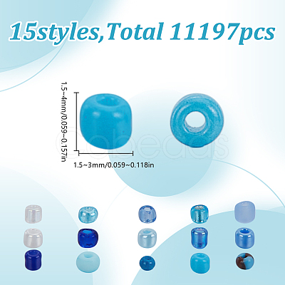 180G 15 Styles Glass Seed Beads SEED-HY0001-38-1