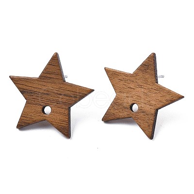 Walnut Wood Stud Earring Findings MAK-N032-050-1