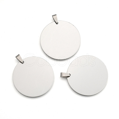 Non-Tarnish 201 Stainless Steel Flat Round Mirror Polished Finish Stamping Blank Tag Pendants STAS-S030-10-1