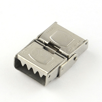 Tarnish Resistant Smooth Surface 201 Stainless Steel Watch Band Clasps STAS-R063-80-1