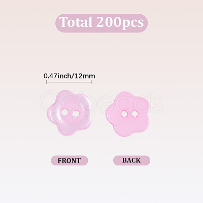 200Pcs 2-Hole Resin Buttons RESI-SP0001-52A-1