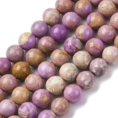 Natural Lepidolite/Purple Mica Stone Beads Strands G-K401-A01-10mm-1