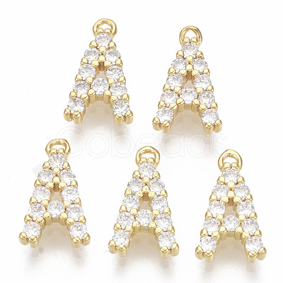 Brass Micro Pave Cubic Zirconia Charms KK-T060-05-G-NF-1