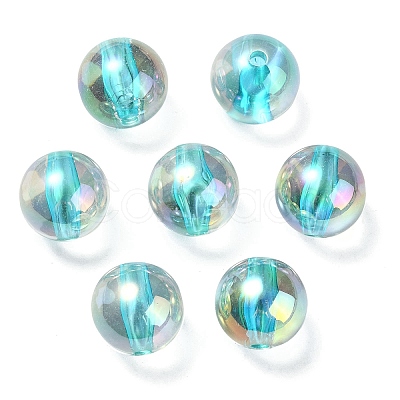UV Plating Transparent Rainbow Iridescent Acrylic Beads OACR-F004-01F-1