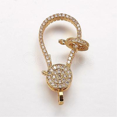 Brass Micro Pave Cubic Zirconia Lobster Claw Clasps ZIRC-G095-54G-1