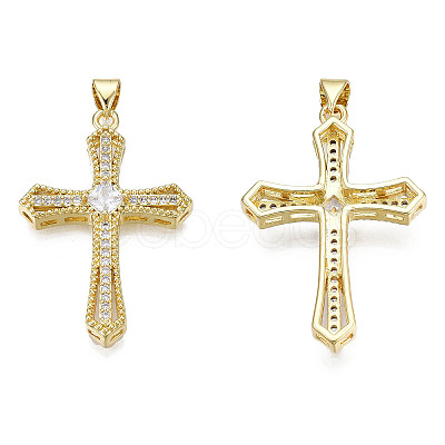 Brass Micro Pave Cubic Zirconia Pendants X-KK-N227-86A-1
