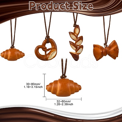 4Pcs 4 Styles PVC Simulated Bread Pendant Decorations ST-CJ0028-11-1