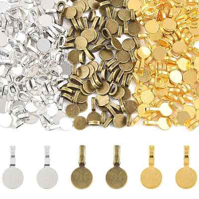 200Pcs Tibetan Style Alloy Glue On Flat Pad Pendant Bails TIBEP-FS0001-50-1