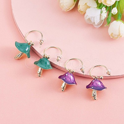 Enamel Mushroom Dangle Stud Earrings JE987A-1