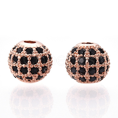 Rack Plating Brass Cubic Zirconia Beads ZIRC-S001-8mm-B01-1