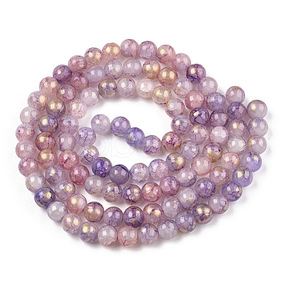 Baking Paint Crackle Glass Bead Strands DGLA-R053-05A-1