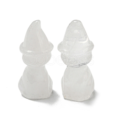 Natural Quartz Crystal Carved Healing Cat with Witch Hat Figurines DJEW-D012-07K-1