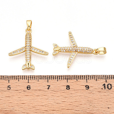 Brass Micro Pave Cubic Zirconia Pendants X-KK-T070-83G-1