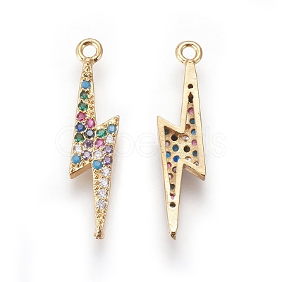 Brass Cubic Zirconia Pendants KK-O119-10G-1