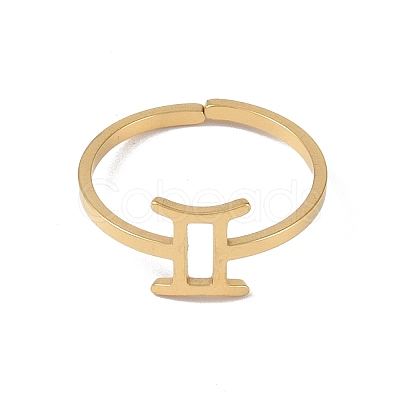 Real 18K Gold Plated 304 Stainless Steel Adjustable Finger Ring LS-RJEW-L115-01G-06-1