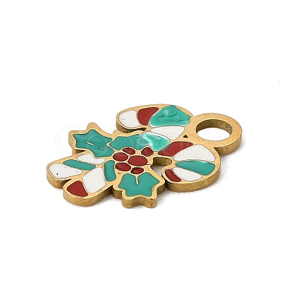 Christmas 304 Stainless Steel Enamel Charms STAS-I356-02G-06-1