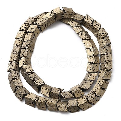 Electroplated Natural Lava Rock Beads Strands G-Q1009-C01-01-1