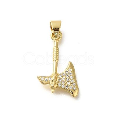Rack Plating Brass Micro Pave Cubic Zirconia Pendants KK-Z086-66G-01-1