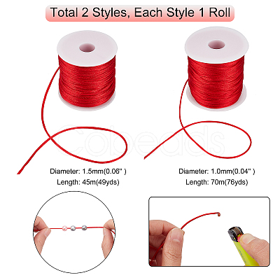 PandaHall Elite 2 Rolls 2 Style Nylon Thread NWIR-PH0001-90-1