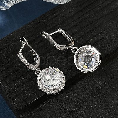 925 Sterling Silver Micro Pave Cubic Zirconia Hoop Earrings EJEW-B147-01B-01-1