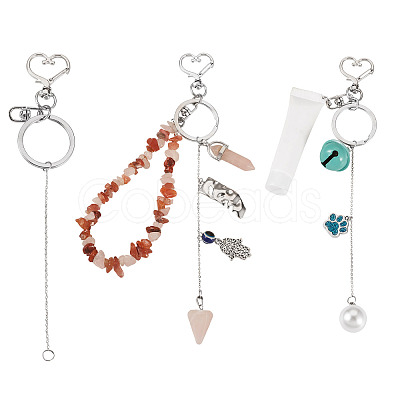 Alloy Heart Lipstick Keychains Making Kits DIY-TA0014-02-1