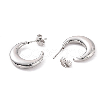 Non-Tarnish 304 Stainless Steel Crescent Moon Stud Earrings for Women EJEW-F280-05C-P-1