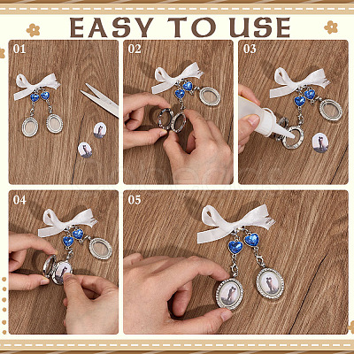 6Pcs Alloy Oval Locket Pendants PALLOY-MA00005-1