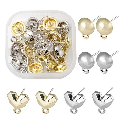 16Pcs 4 Style Spray Painted Alloy Stud Earrings Findings FIND-LS0001-66-1